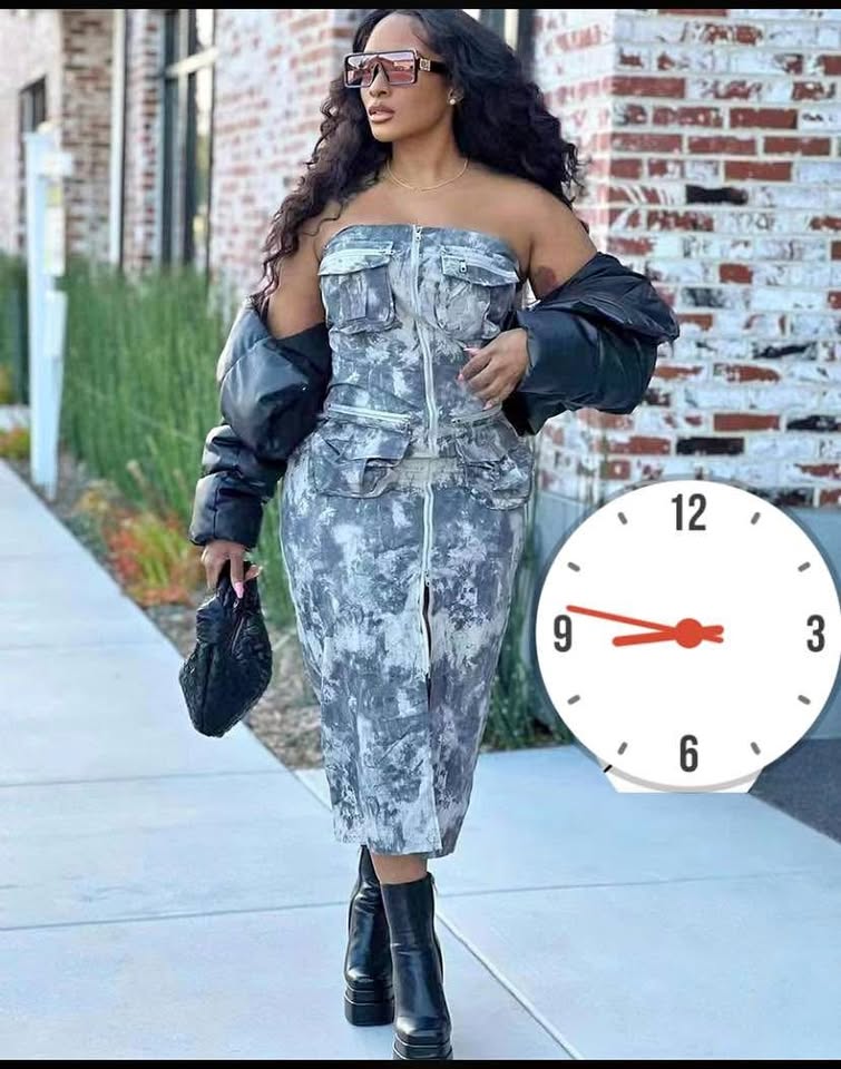 Robe Bustier en Denim Effet Marbré 