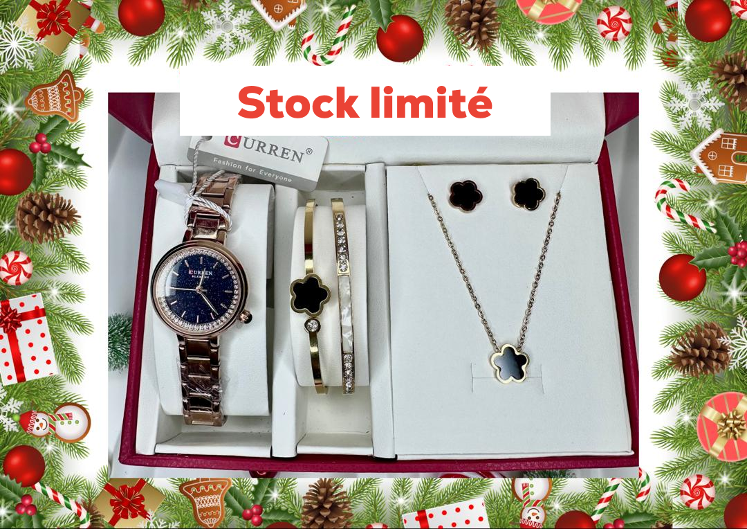 Ensemble montre et bijoux en acier inoxydable