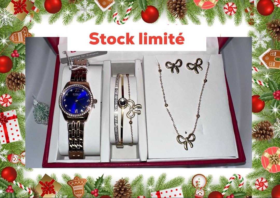Ensemble montre et bijoux en acier inoxydable