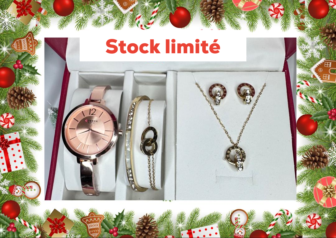 Ensemble montre et bijoux en acier inoxydable