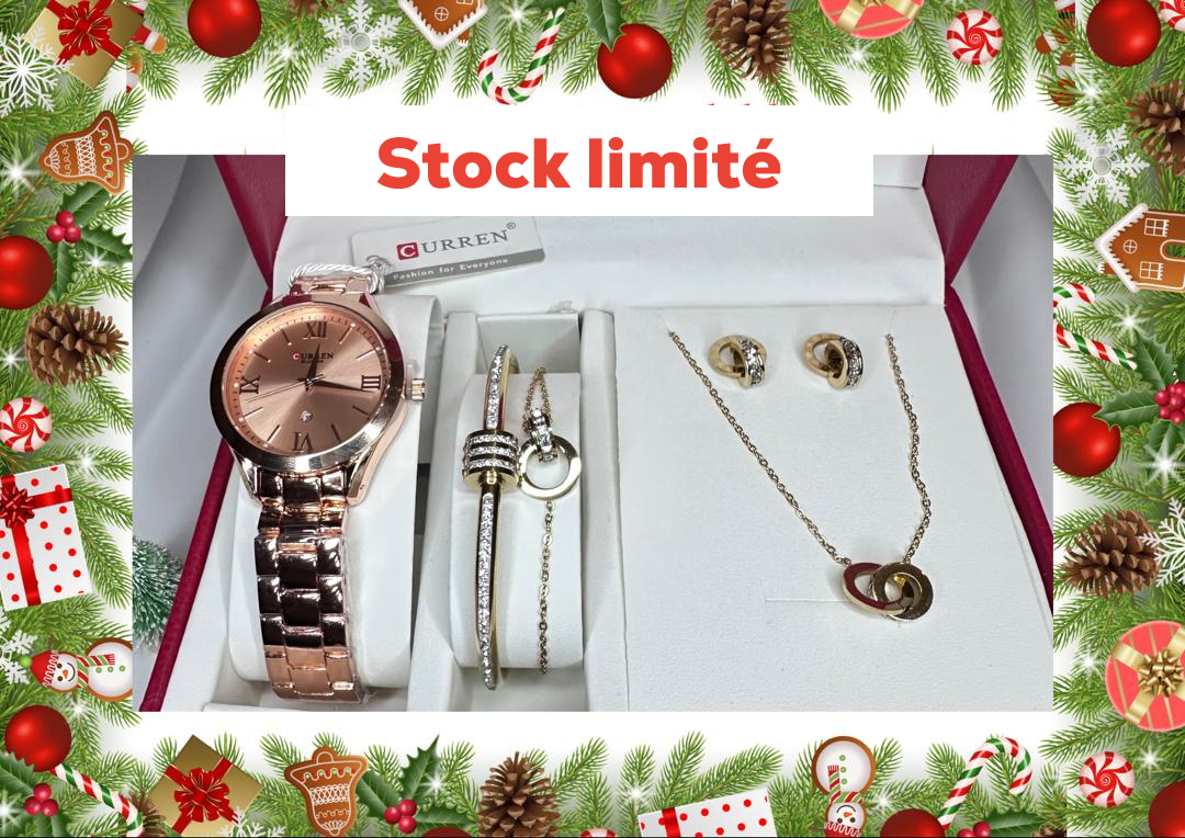 Ensemble montre et bijoux en acier inoxydable