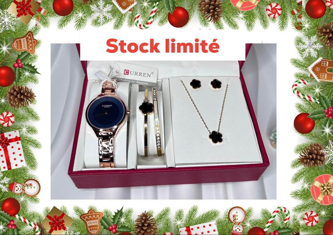 Ensemble montre et bijoux en acier inoxydable