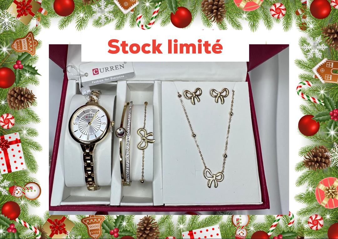 Ensemble montre et bijoux en acier inoxydable