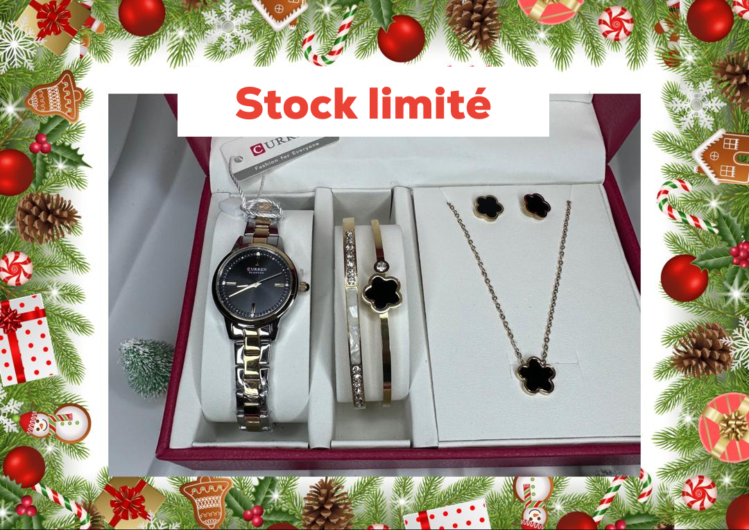 Ensemble montre et bijoux en acier inoxydable