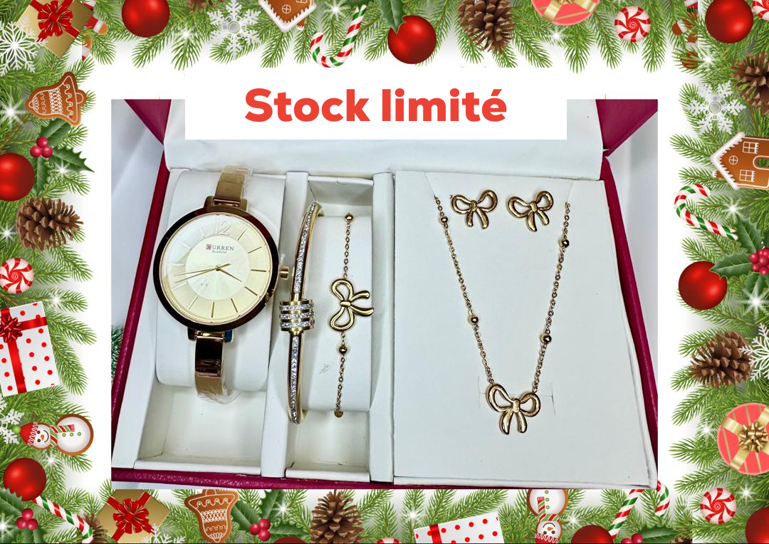 Ensemble montre et bijoux en acier inoxydable