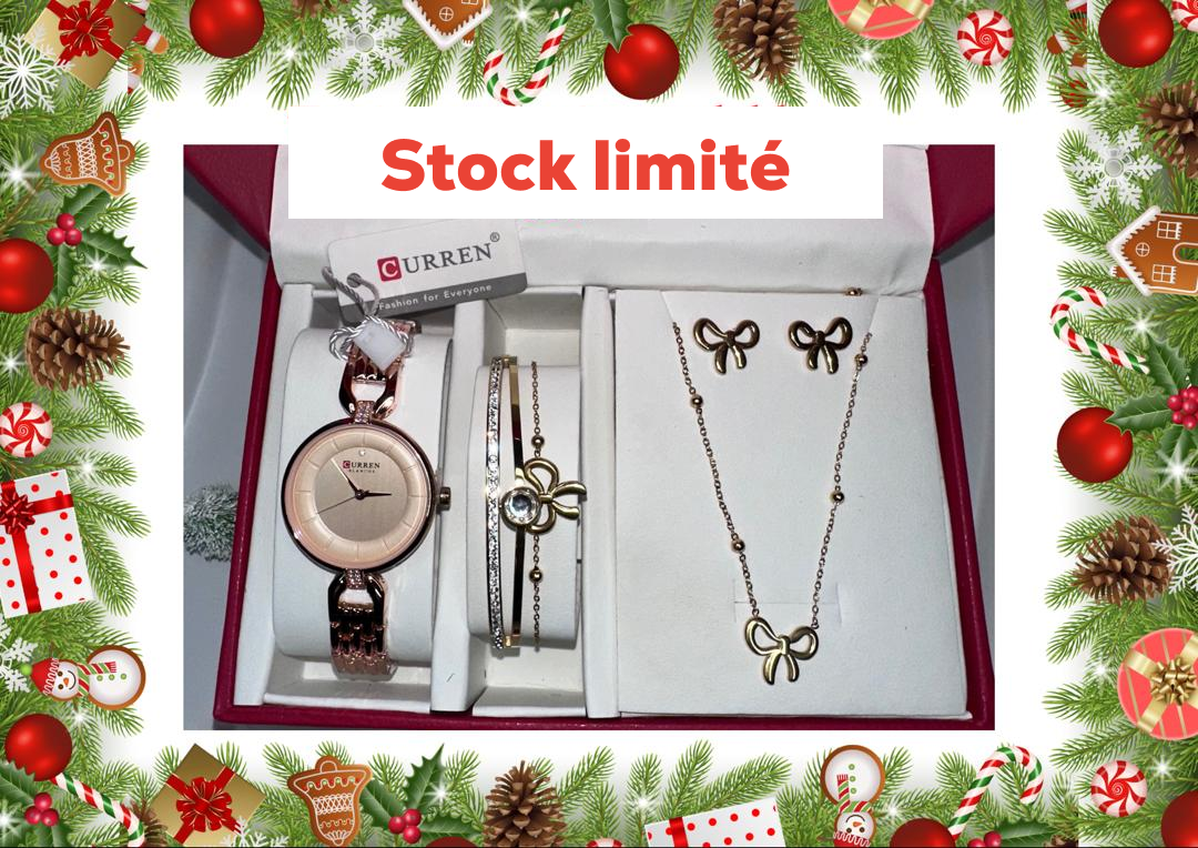 Ensemble montre et bijoux en acier inoxydable