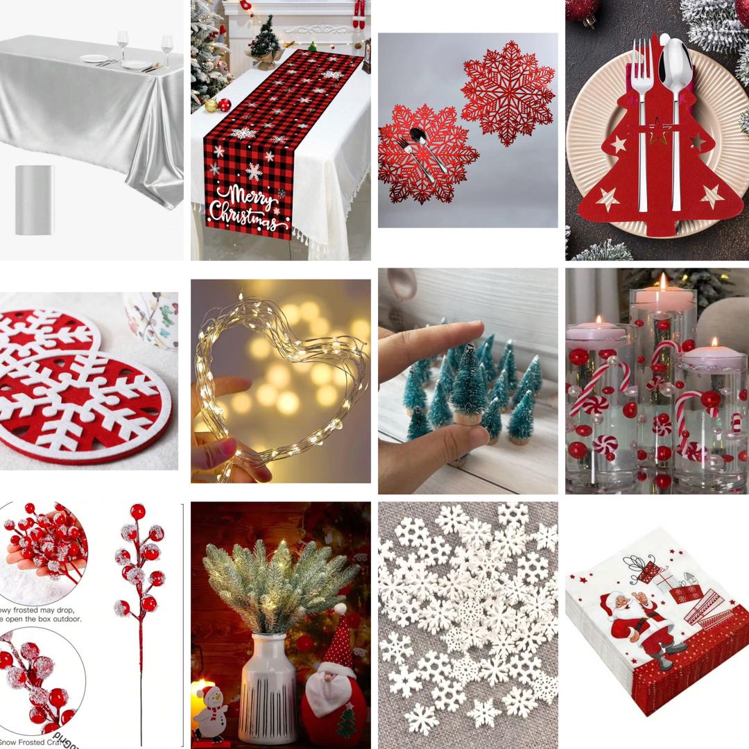 Pack de Décoration Complète pour une Table de Noël Élégante
